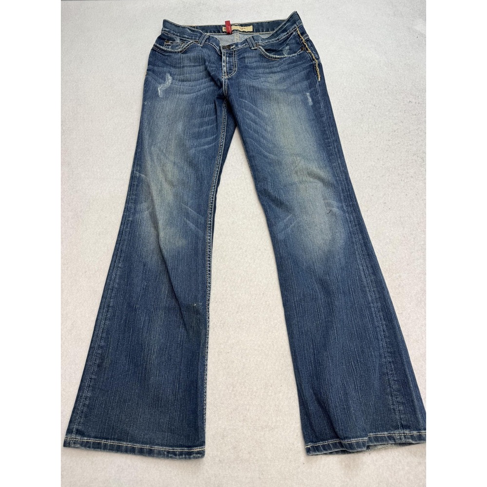BKE Drew Jeans Womens 28x31.5 Blue Low Rise Bootcut Stretch‎ Embroidered Denim